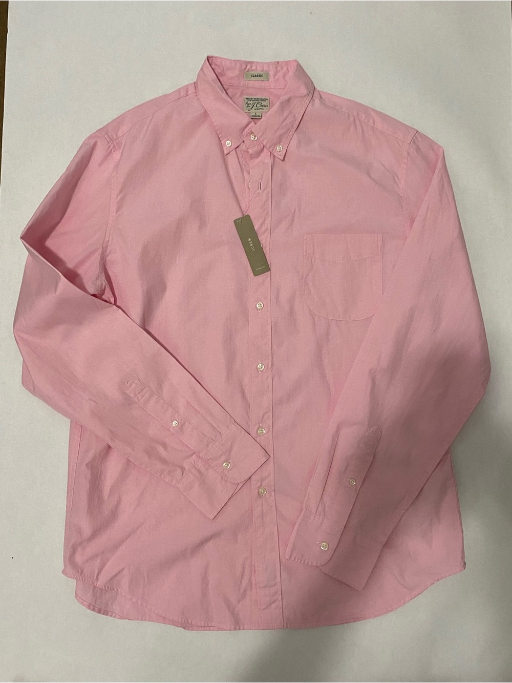 J Crew Classic Men's Button-Down Shirt in Light Pink Size L